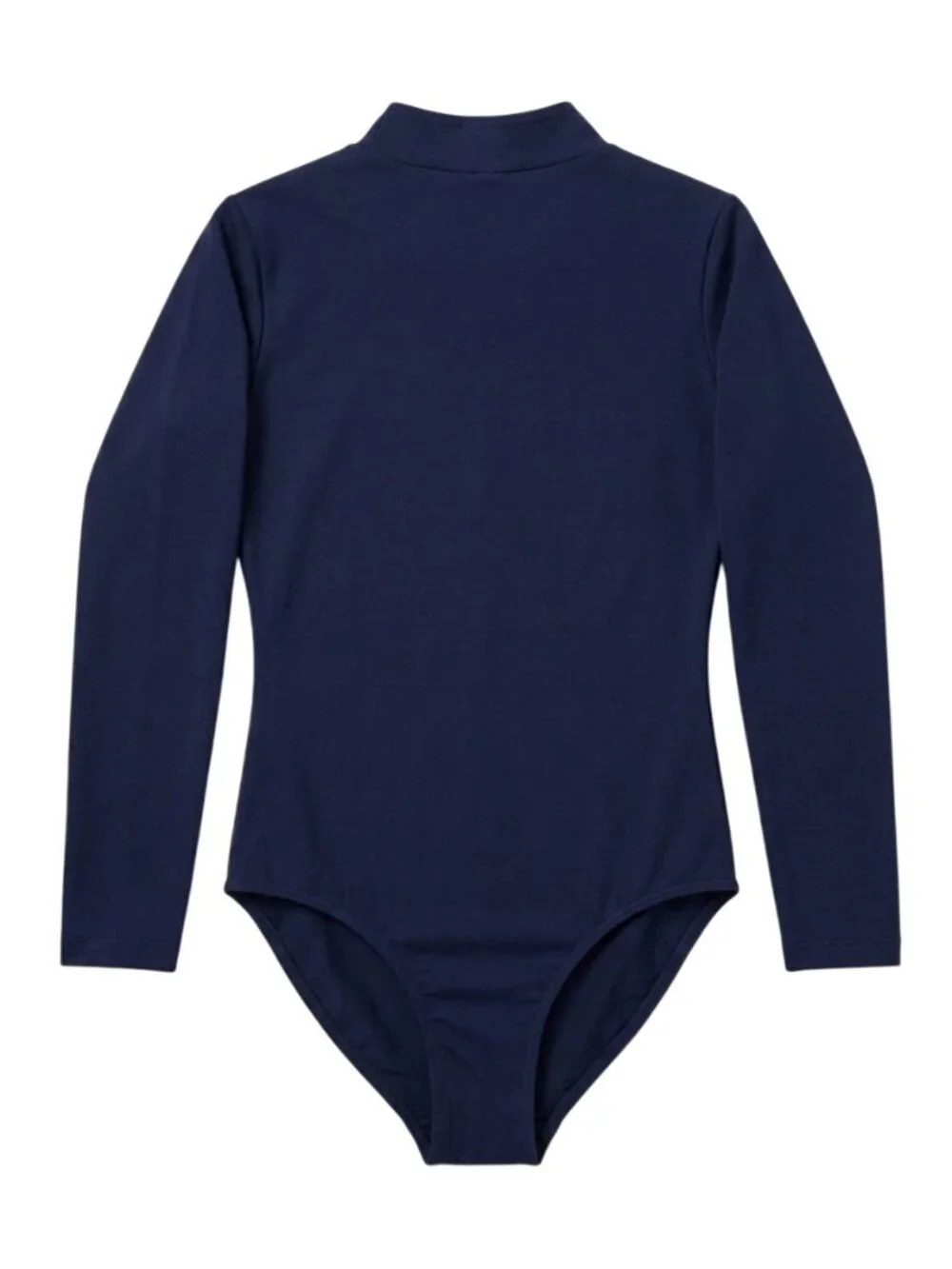 J.B. Bloomers Navy Youth Small Mockneck Long Sleeve Bodysuit Leotard Zip Back